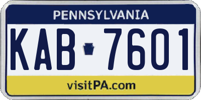 PA license plate KAB7601