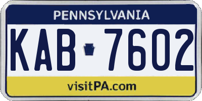 PA license plate KAB7602