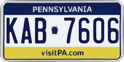PA license plate KAB7606
