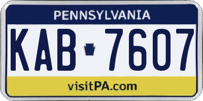 PA license plate KAB7607