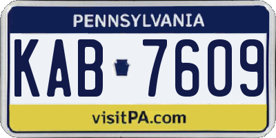 PA license plate KAB7609