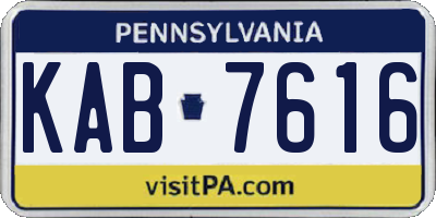 PA license plate KAB7616