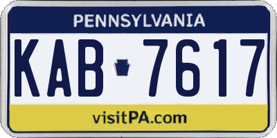 PA license plate KAB7617