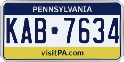PA license plate KAB7634