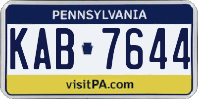 PA license plate KAB7644