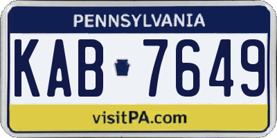 PA license plate KAB7649