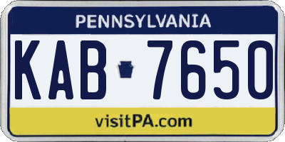 PA license plate KAB7650