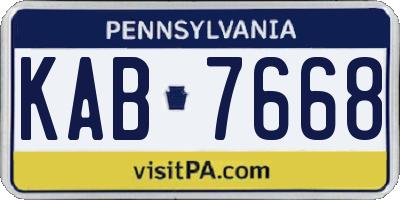 PA license plate KAB7668