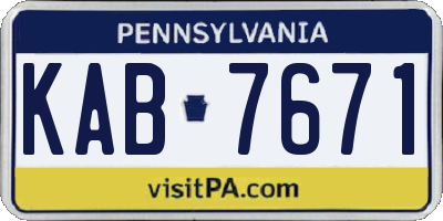PA license plate KAB7671