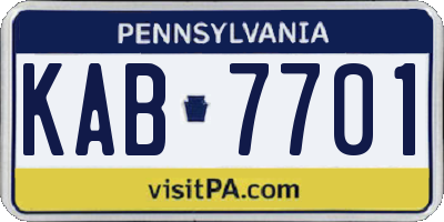PA license plate KAB7701