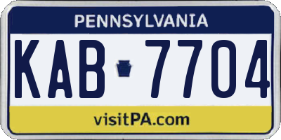 PA license plate KAB7704