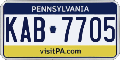 PA license plate KAB7705