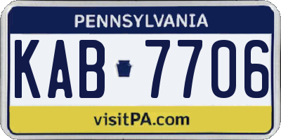 PA license plate KAB7706
