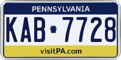 PA license plate KAB7728