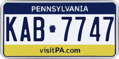 PA license plate KAB7747