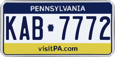 PA license plate KAB7772