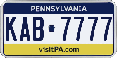 PA license plate KAB7777