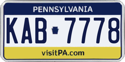 PA license plate KAB7778