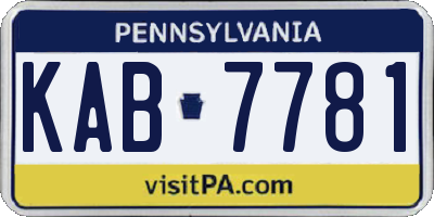 PA license plate KAB7781