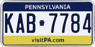 PA license plate KAB7784