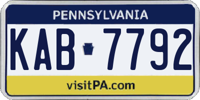 PA license plate KAB7792
