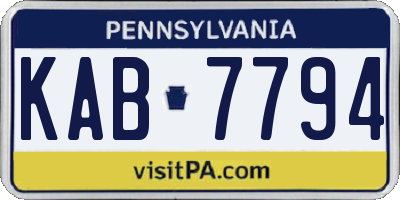 PA license plate KAB7794