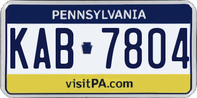 PA license plate KAB7804