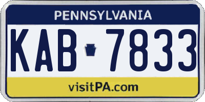 PA license plate KAB7833