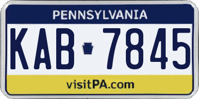 PA license plate KAB7845