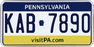 PA license plate KAB7890