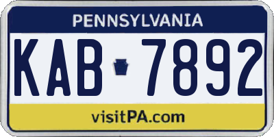 PA license plate KAB7892