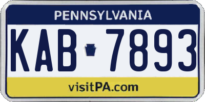 PA license plate KAB7893