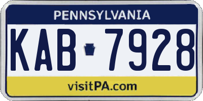 PA license plate KAB7928