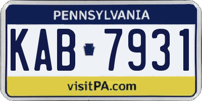 PA license plate KAB7931