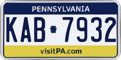 PA license plate KAB7932