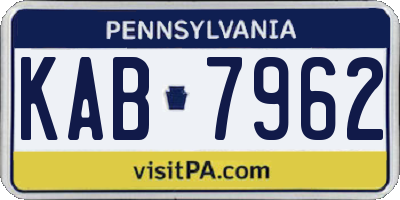 PA license plate KAB7962
