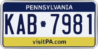 PA license plate KAB7981