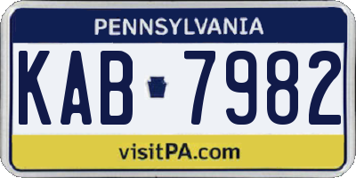 PA license plate KAB7982