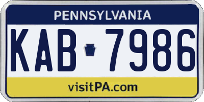 PA license plate KAB7986
