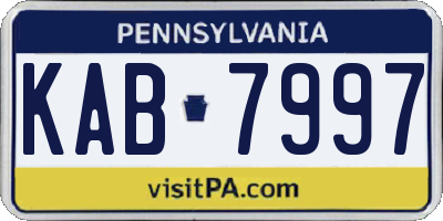 PA license plate KAB7997