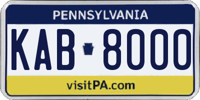 PA license plate KAB8000