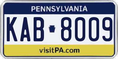 PA license plate KAB8009