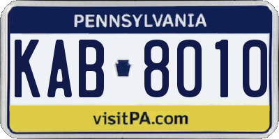 PA license plate KAB8010