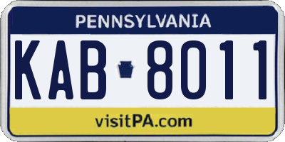 PA license plate KAB8011