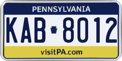 PA license plate KAB8012