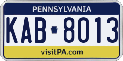 PA license plate KAB8013