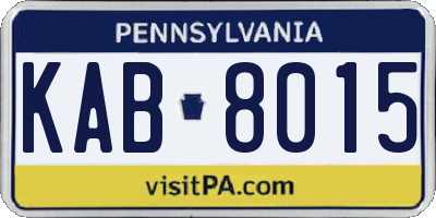 PA license plate KAB8015