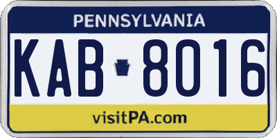 PA license plate KAB8016
