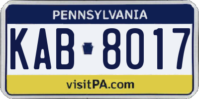 PA license plate KAB8017