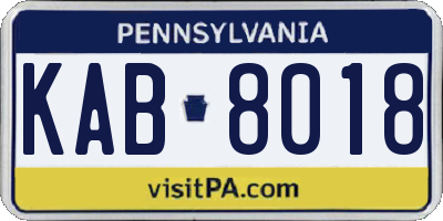 PA license plate KAB8018